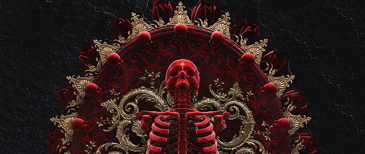 death, skull, bones, gold, skull and bones, HD wallpaper