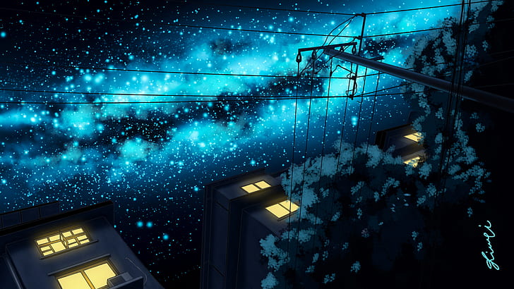 396815 wallpaper starry stars night sky milky way anime scenery  art 4k hd  Rare Gallery HD Wallpapers