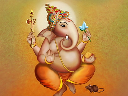 HD wallpaper: animated Ganesha, Lord Ganesha, Cute, Digital art, HD, 4K |  Wallpaper Flare