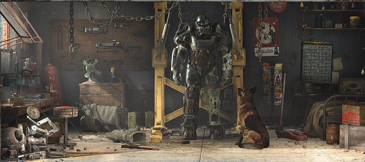 adult German shepherd, Fallout 4, Dogmeat, choice, large group of objects, HD wallpaper