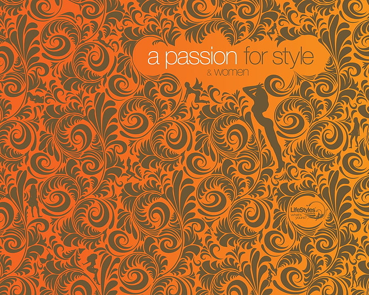 A Passion for style & women text, orange, girls, pattern, vector