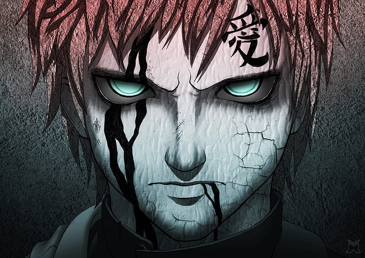 Anime, Naruto, Blue Eyes, Boy, Gaara (Naruto), Man, Tattoo, HD wallpaper