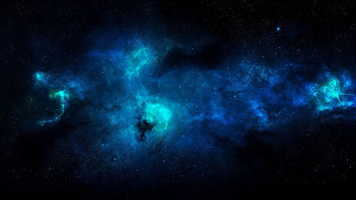 blue and black nebula wallpaper, space, digital art, space art