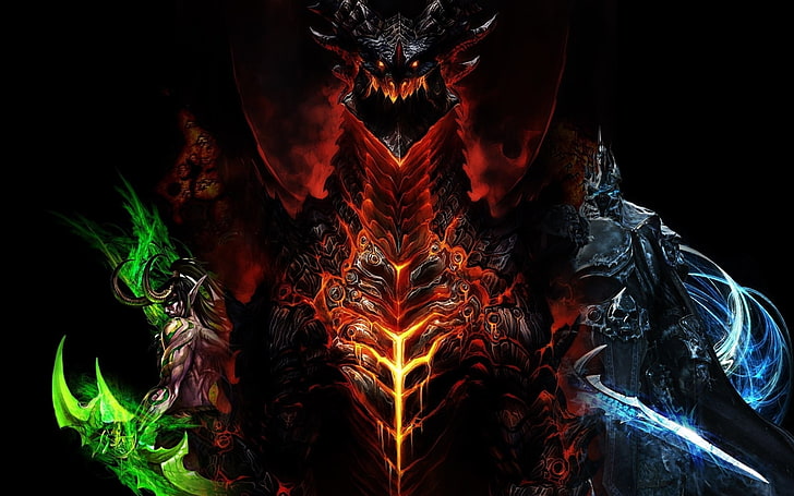 World of Warcraft digital wallpaper, Illidan, Arthas, wow, Deathwing