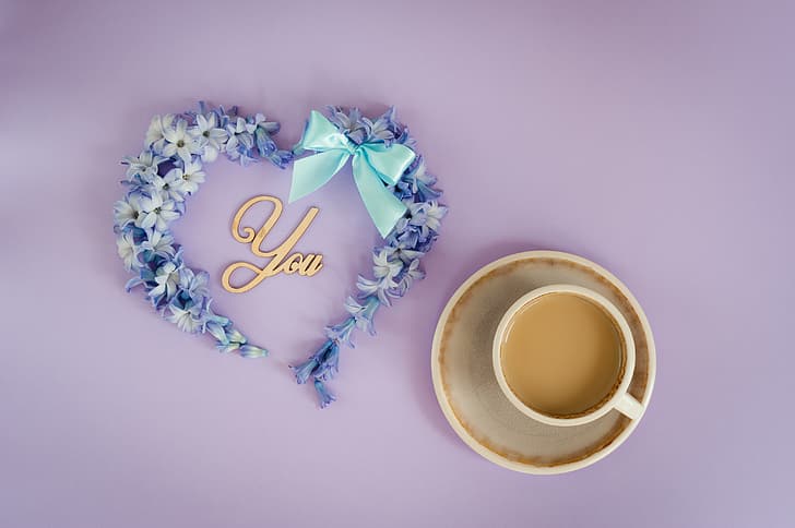 HD wallpaper: love, flowers, heart, blue, romantic, forget-me-nots, coffee  cup | Wallpaper Flare