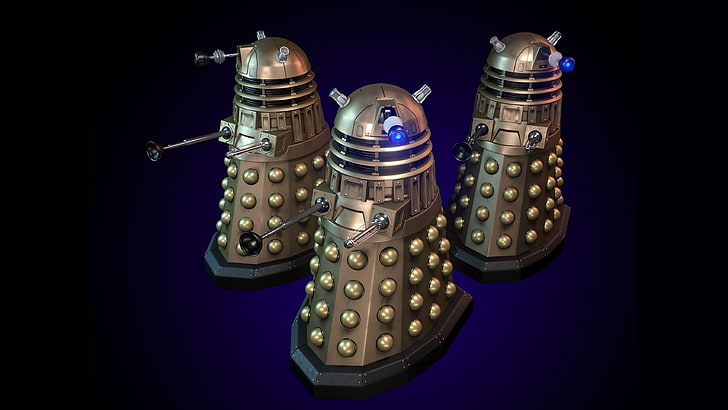 Doctor Who, Daleks, studio shot, black background, indoors