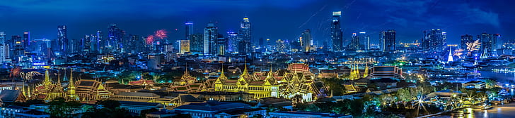 Bangkok, Thailand, night, lights, panorama, house, festival, holiday