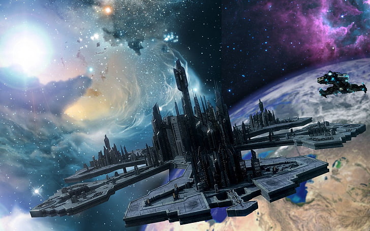 Stargate, Stargate Atlantis, Space Station, sky, star - space