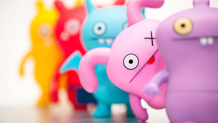 pink and blue cartoon character, artwork, creature, multi colored, HD wallpaper