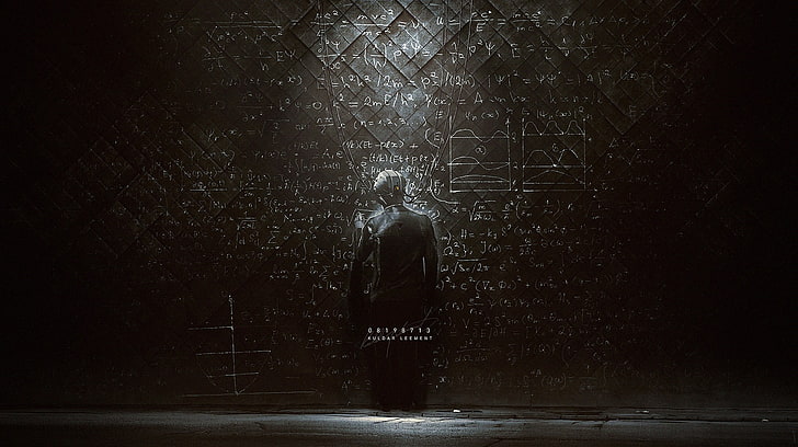 blackboard, writing, Kuldar Leement, dark, indoors, people, HD wallpaper