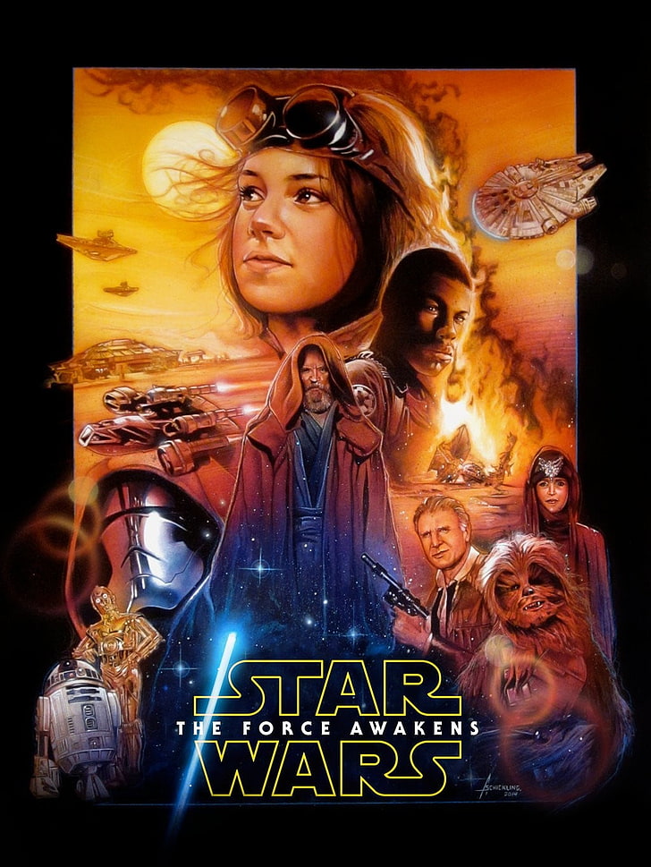Star Wars The Force Awakens poster, fan art, artwork, movies, HD wallpaper