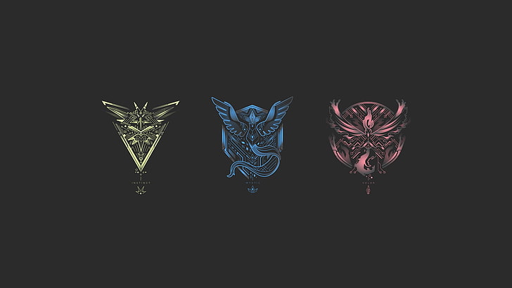three Pokemon symbol illustration, Pokémon, Pokemon Go, Team Mystic, HD wallpaper