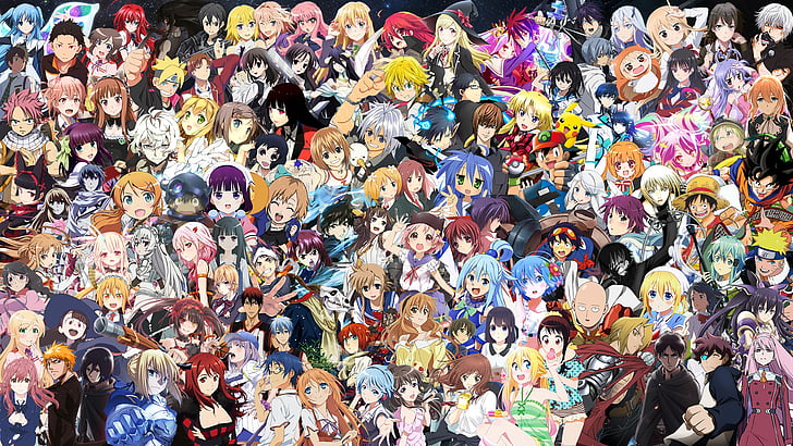 Anime, Crossover, Albedo (Overlord), Ash Ketchum, Asuna Yuuki, HD wallpaper