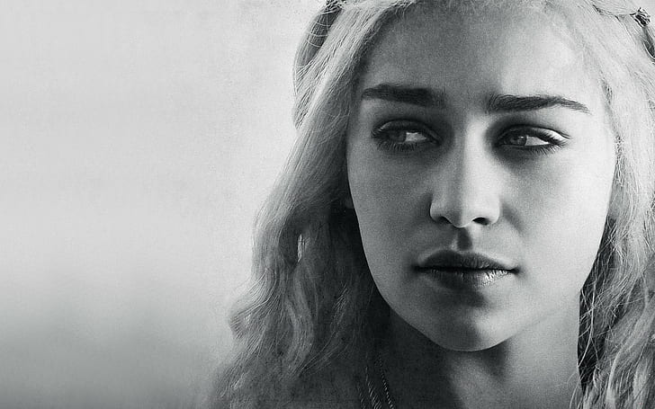 Game of Thrones, monochrome, Daenerys Targaryen, Emilia Clarke
