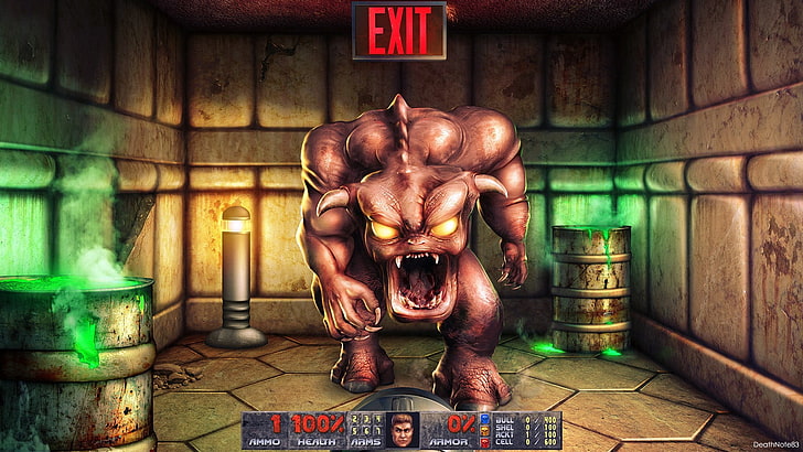 monster illustration, Doom (game), fan art, video games, digital art, HD wallpaper