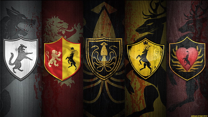Gryffindor logo, wolf, Leo, deer, octopus, A Song of Ice and Fire, HD wallpaper