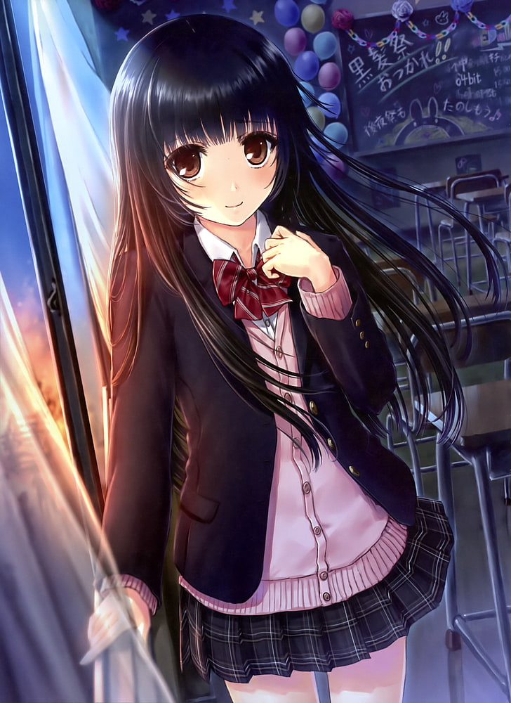 Premium Vector  Beautiful anime manga schoolgirl in skirt