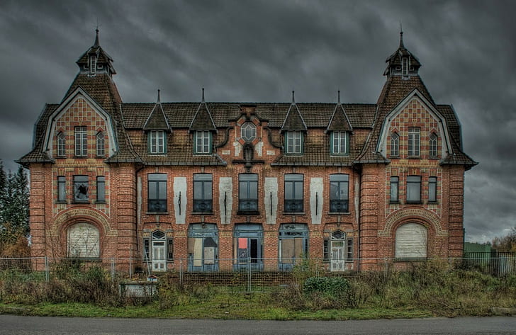abandoned, Mol - Belgium, Casino, mansions, house, HD wallpaper