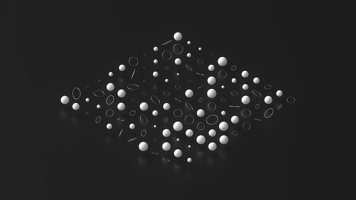 black and white beads, diamond shape white illustration, shapes, HD wallpaper