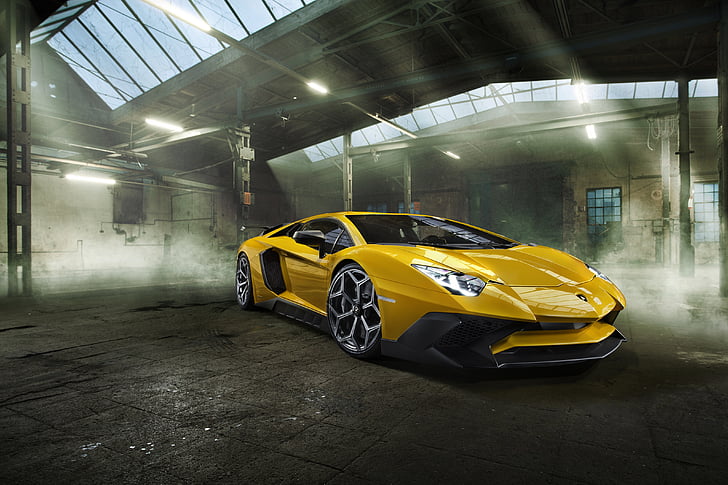yellow Lamborghini muscle car, Aventador LP750-4, Superveloce, HD wallpaper