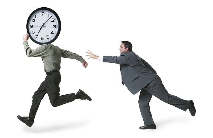 men's gray suit, man, running, time, businessman, clock, business Person