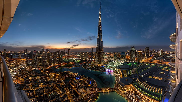 city, cityscape, skyscraper, Burj Khalifa, building, sunset, HD wallpaper