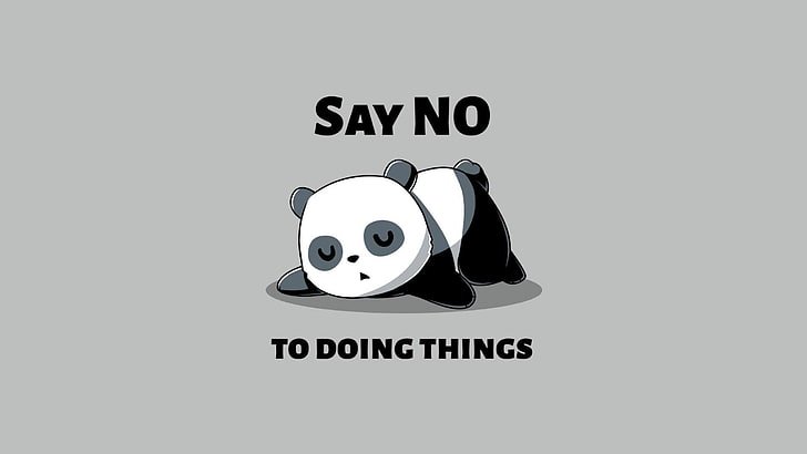 panda illustration with text overlay, simple, simple background, HD wallpaper
