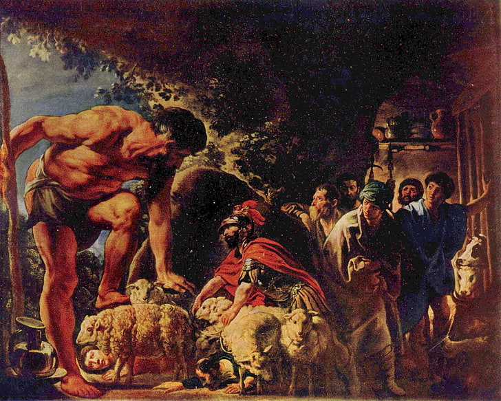 oil painting, Odysseus, artwork, group of people, men, art and craft