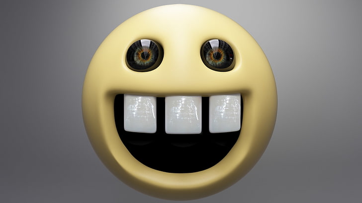 emoticons, humor, 3D, awesome face, studio shot, smiling, close-up