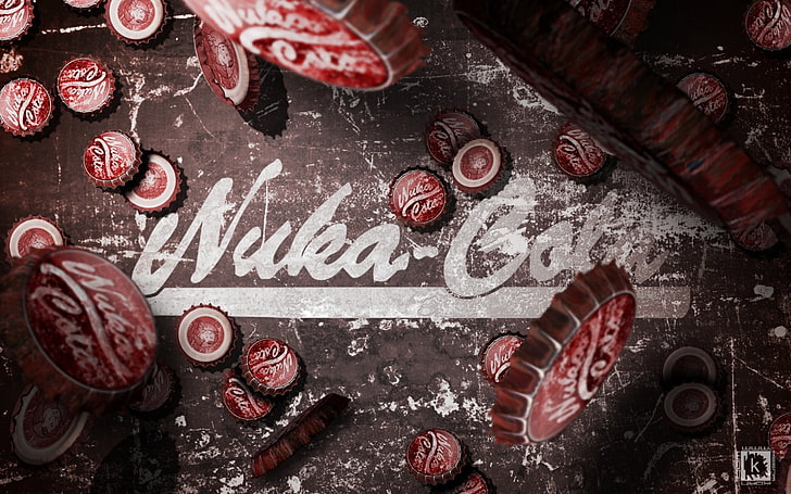 red bottle caps, Fallout, Nuka Cola, bottlecaps, video games, HD wallpaper