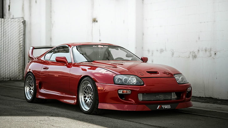 red sports coupe, Toyota, Supra, Stance, TRD, Japanese cars, motor vehicle