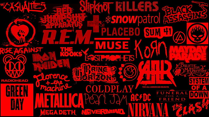 assorted band logo illustration, rock, group, logos, rock music