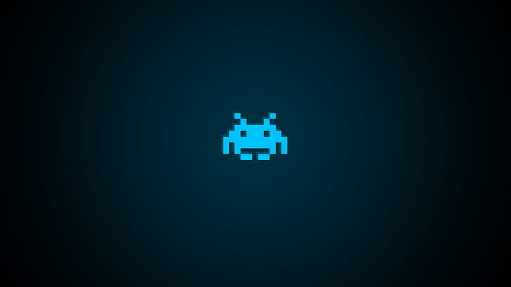 Space Invaders Blue HD, video games, HD wallpaper