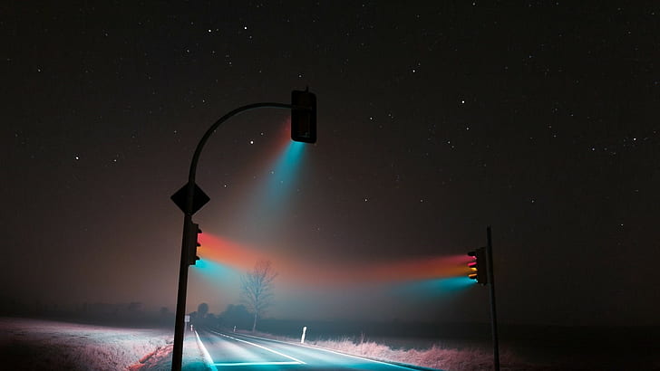 Lucas Zimmermann, night, photography, traffic lights, stars