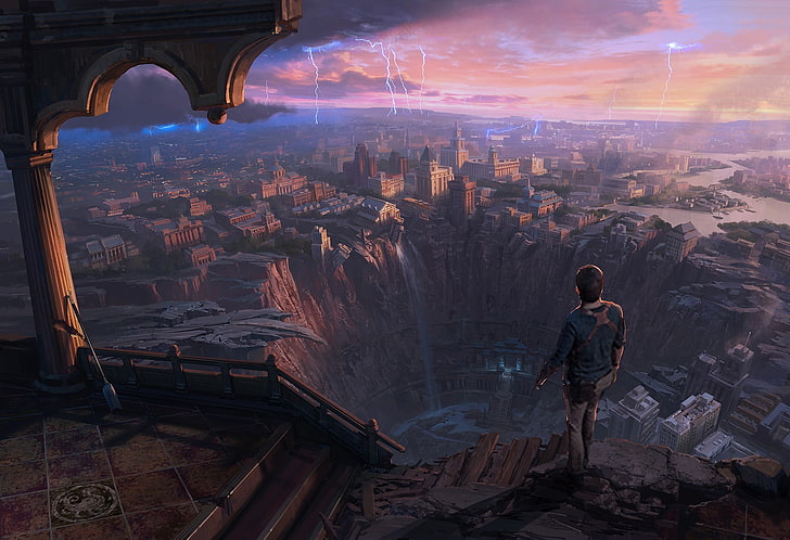 Uncharted video game cover, illustration, fantasy art, sunset, HD wallpaper