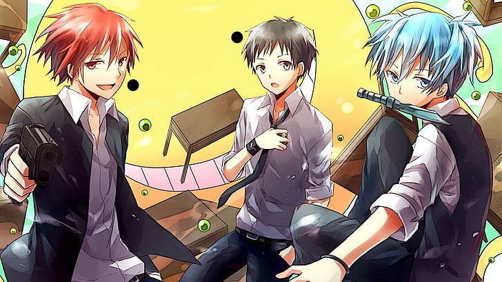 three male characters illustration, Anime, Assassination Classroom