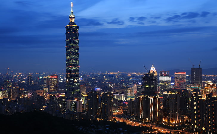 Taipei 101, black high-rise building, Asia, Others, City, Taiwan