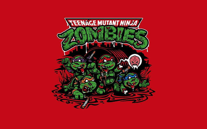 Teenage Mutant Ninja Turtles Zombies illustration, artwork, brain, HD wallpaper