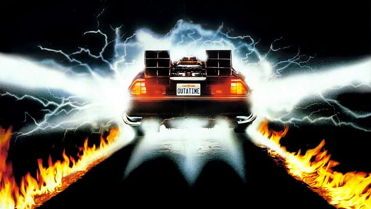 Back to the Future DMC DeLorean Fire HD, movies, HD wallpaper