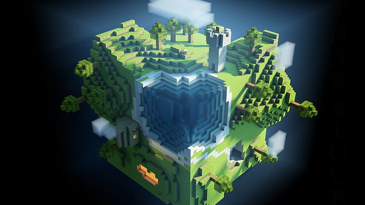 cube video games anime world minecraft voxels digital art artwork