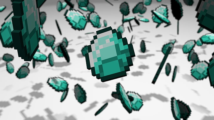 pix elated cyan stones clip art, Minecraft diamond digital wallpaper