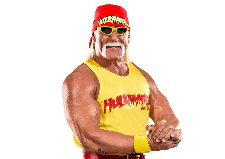 mustache, pose, glasses, Hulk Hogan, actor, wrestler, biceps