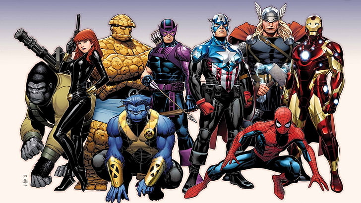 Marvel Superheroes wallpaper, comics, Spider-Man, Iron Man, Captain America, HD wallpaper