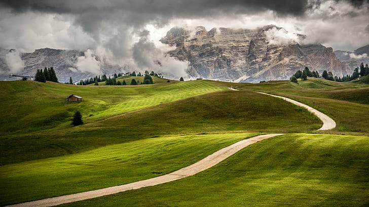 photography of green grass field under white sky, italy, italy, HD wallpaper