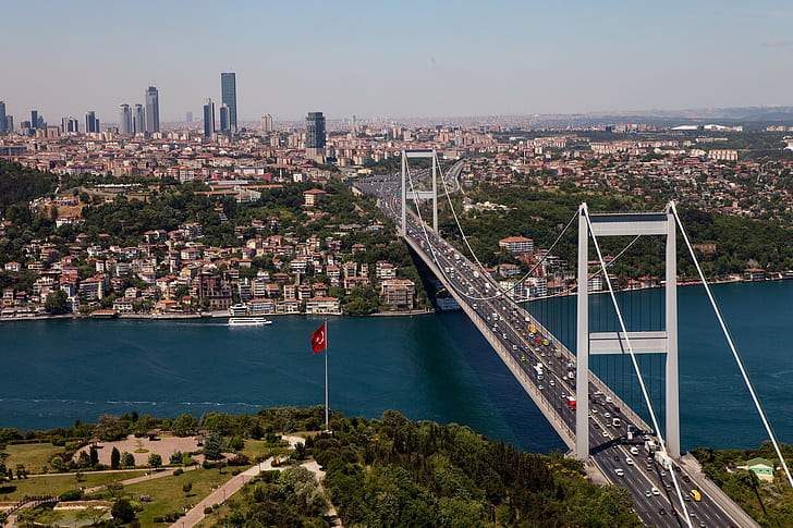 HD wallpaper: nature, Istanbul, Turkey, city, cityscape, bridge, Bosphorus  | Wallpaper Flare