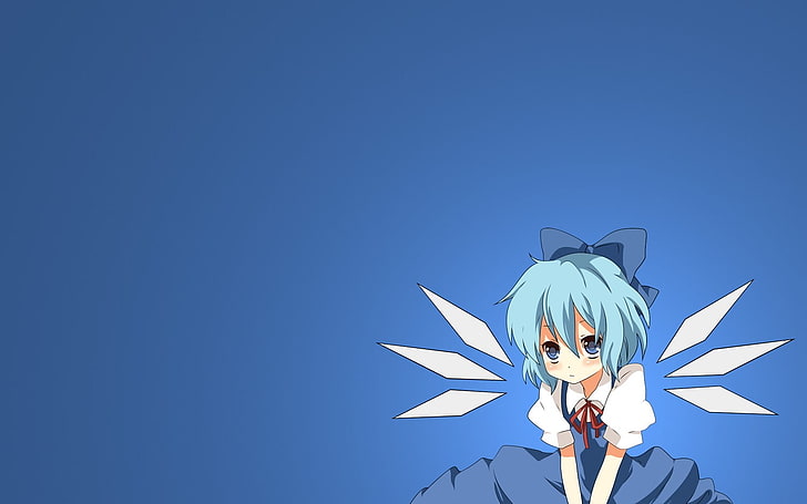 Hd Wallpaper Touhou Anime Anime Girls Cirno Sky Blue Clear Sky Copy Space Wallpaper Flare