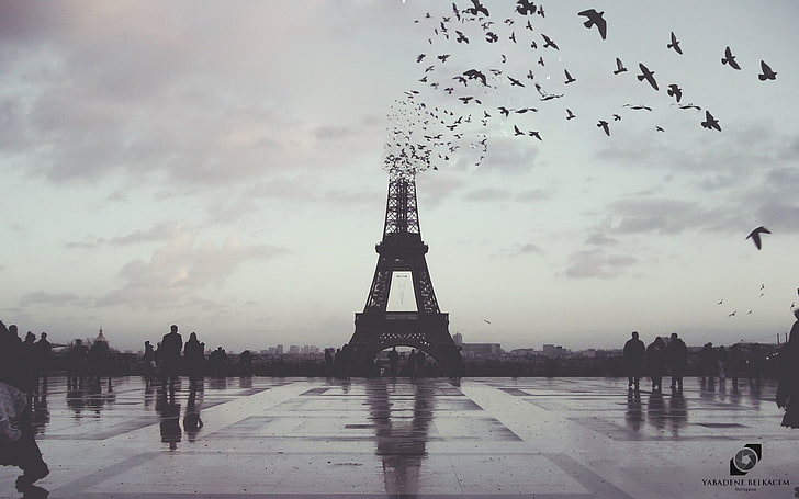 Eiffel Tower, Paris, photo manipulation, Photoshop, city, France, HD wallpaper