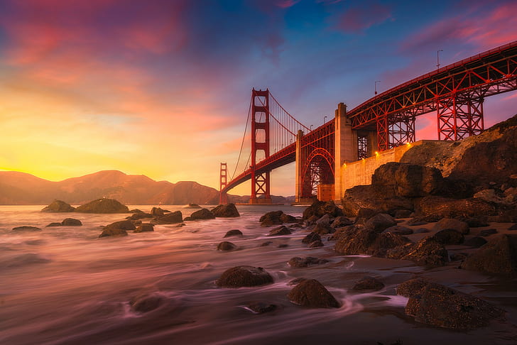 Golden Gate, USA, brooklyn bridge, city, hd, best, HD wallpaper