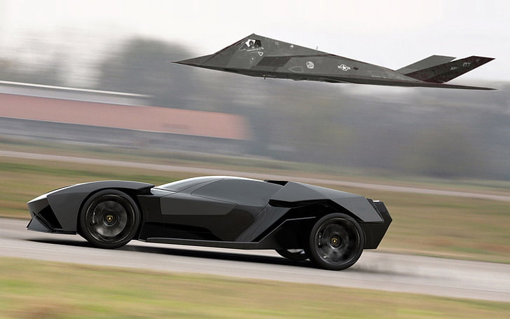 stealth, car, F-117 Nighthawk, Lamborghini Ankonian Concept