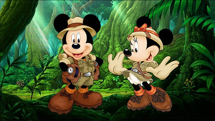 HD wallpaper: Mickey Maus And Minnie Mouse Cartoon Orientation In Jungle  Safari Desktop Hd Wallpapers 1920×1080 | Wallpaper Flare